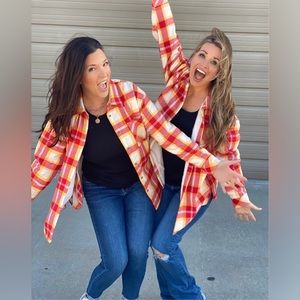 Love Letters red and yellow plaid shacket XXL, BNWT